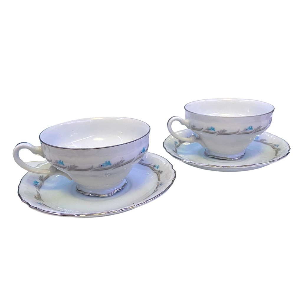 Blue Bell China Tea Cup & Saucer Set X2